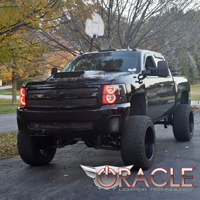 Oracle 07-13 Chevrolet Silverado LED Round Style Headlight Halo Kit - Green