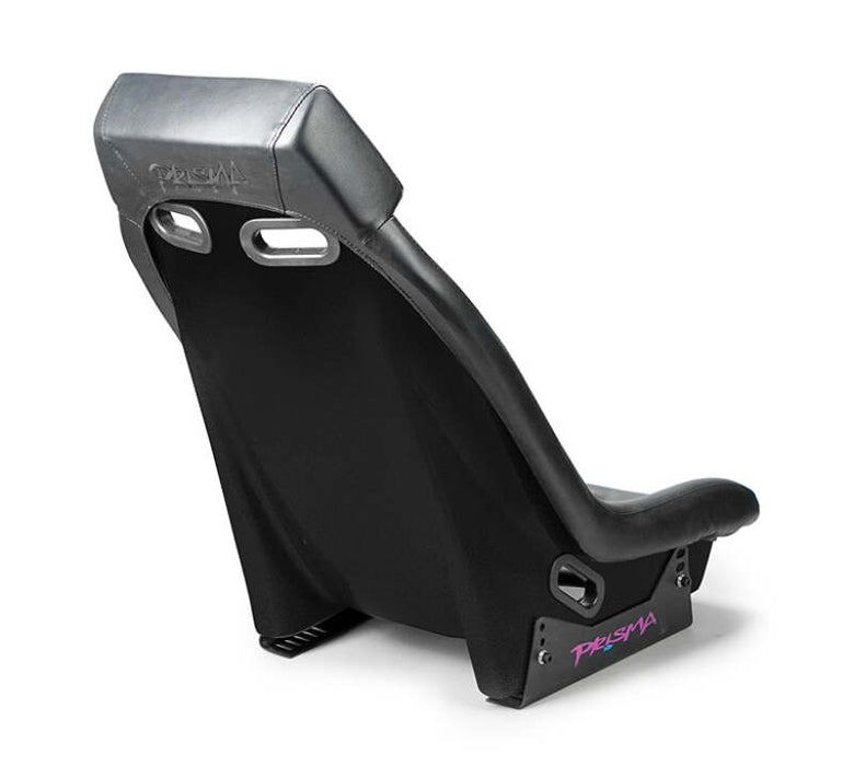 NRG GT Retro Bucket Seat - Black PVC Leather Black Stitching Black Fiberglass Back