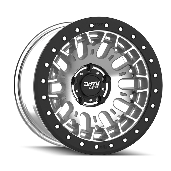 Dirty Life DT-3 17X9 5x127 -12 Offset - Machined Finish w/ Simulated Beadlock