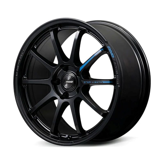 Gram Lights 57NR LIMITED II 18x8.5 +45 5-100 Semigloss Black Wheel w/ Black Cap/Stickers/Air Valve
