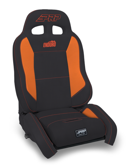 PRP EnduroCrawl Reclining Suspension Seat - Black/Orange Vinyl - Driver