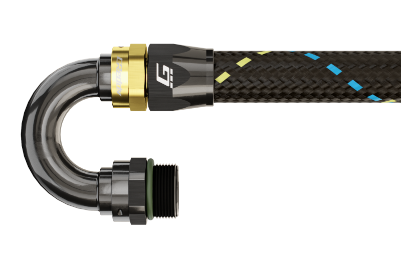 GReddy AN10 180 DEGREE ORB MALE BLACK/GOLD ANODIZED