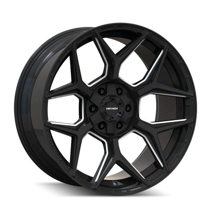 Mayhem Vanquish 8119 20X9 / 6x135/6x139.7 / 0mm Offset / 106.1mm  Hub - Gloss Black Milled