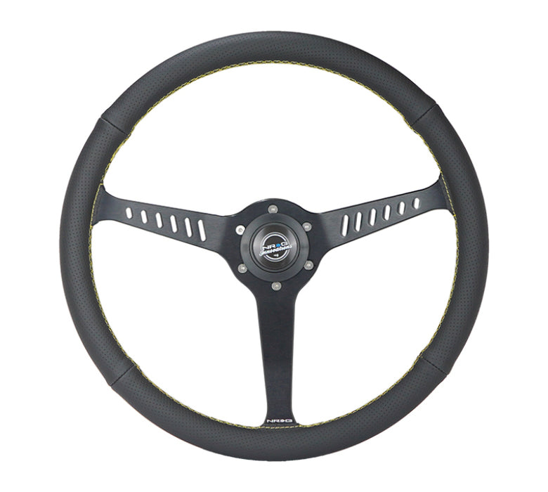 NRG Reinforced Steering Wheel (380mm/1in. Deep) Perforated Leather and Yellow Stitching