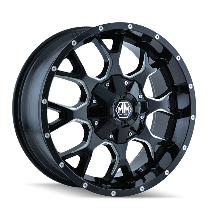 Mayhem 8015 Warrior 20x9 / 8x170 BP / 0mm Offset / 125.2mm Hub Gloss Black Milled Wheel