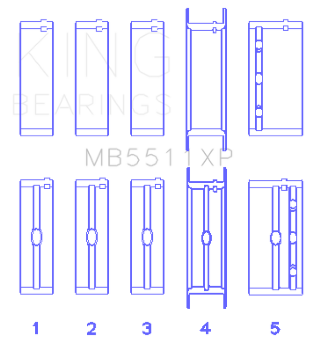 King Engine Bearings General Motors 326/350/389/400 (Size STDX) Main Bearing Set