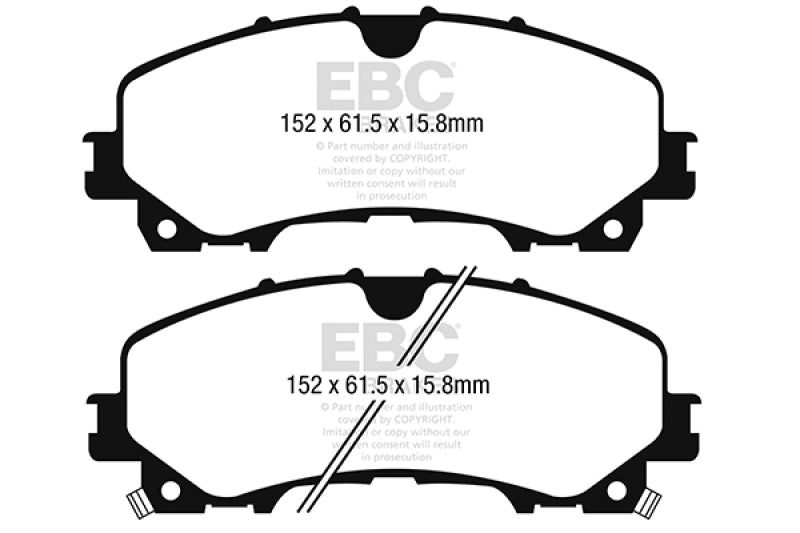 EBC 14+ Nissan Rogue 2.5 3 row seating Greenstuff Front Brake Pads