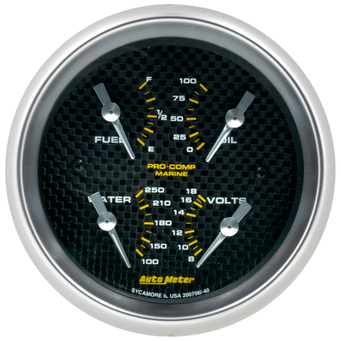 Autometer Marine Carbon Fiber 3-3/8in Gauge - 100PSI