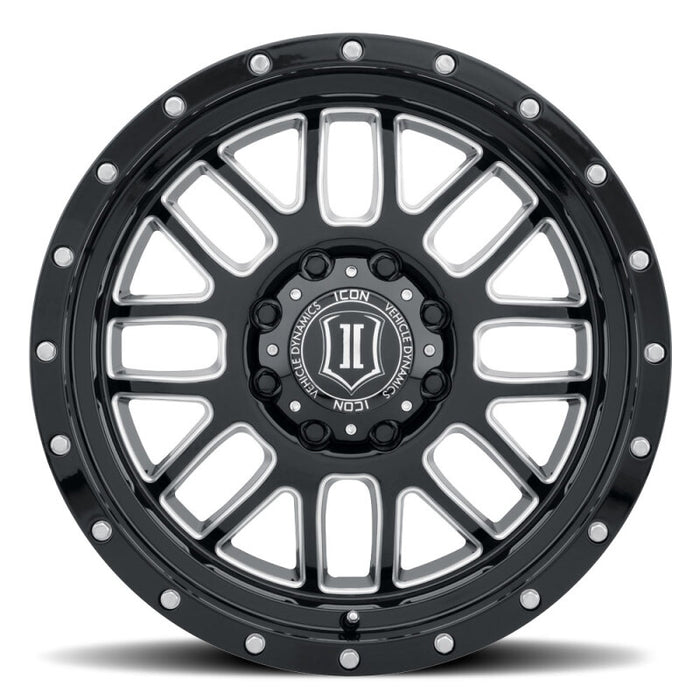 ICON Alpha 20x9 / 6x5.5 / 16mm / 5.625in BS Gloss Black Wheel w/ Milled Windows
