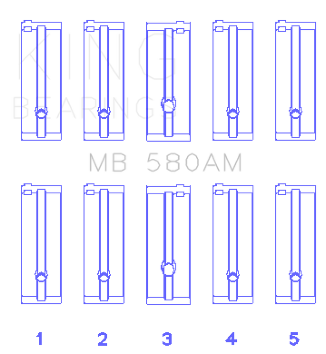 King Engine Bearings Toyota 21R/(Size +0.25mm) Main Bearing Set