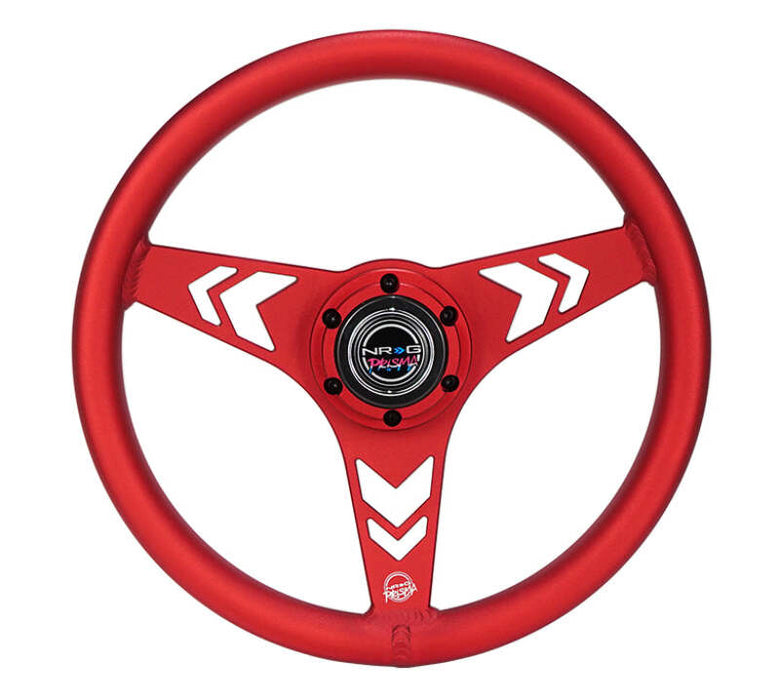 NRG Aluminum Steering Wheel 330mm - Arow Cutout - Ergonomic Grip - Anadized Red