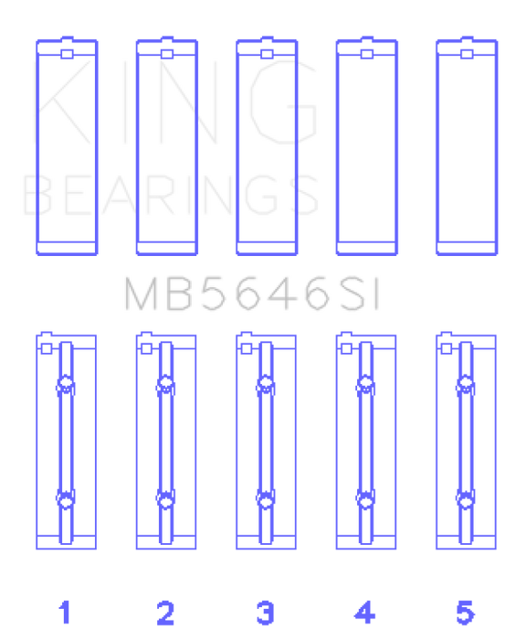 King Engine Bearings Toyota 1AZFE/2AZFE (Size 1.0) Main Bearings Set of 5