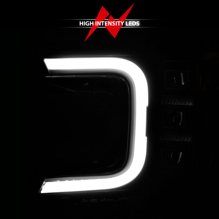 ANZO 18-20 Ford F-150 Full Led Projector Light Bar Headlights Black Amber