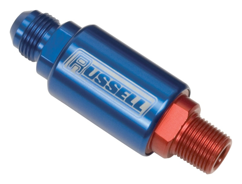 Russell Performance Red/Blue Anodized (3in Length 1-1/4in dia. -6 x 3/8in male NPT inlet/outlet)