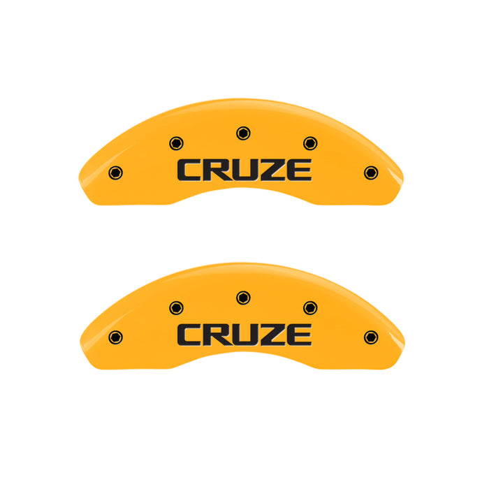MGP Front set 2 Caliper Covers Engraved Front Cruze Yellow finish black ch