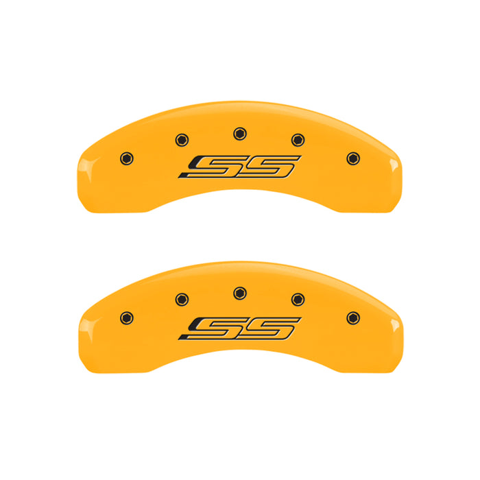 MGP Front set 2 Caliper Covers Engraved Front Bowtie Black finish silver ch