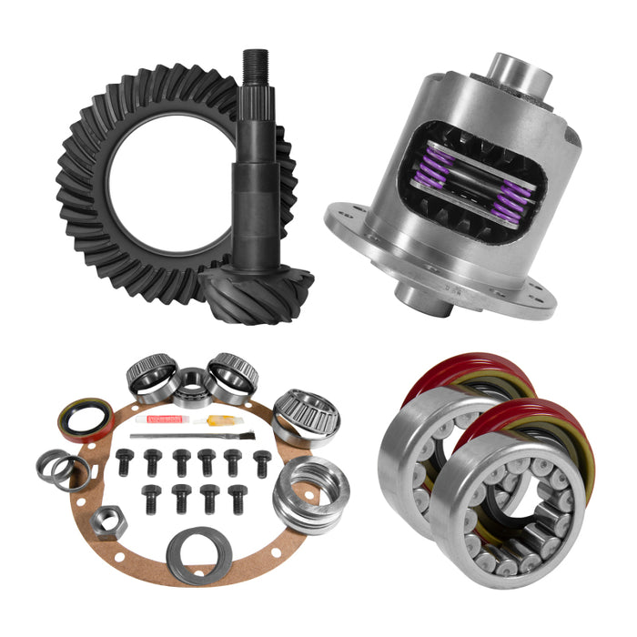 Yukon 8.5in GM 4.56 Rear Ring & Pinion Install Kit 30 Spline Positraction Axle Bearings and Seals