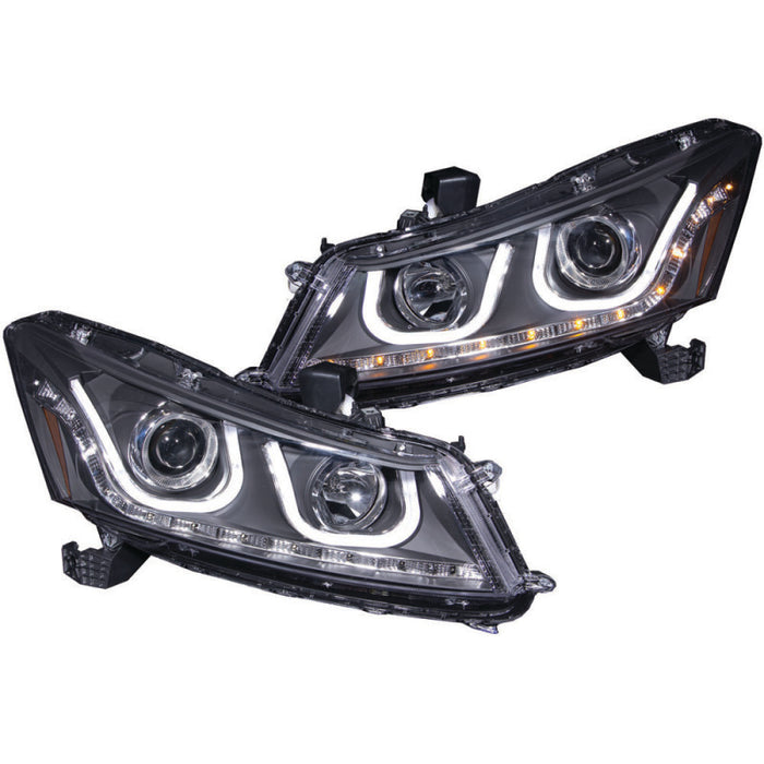 ANZO 2008-2012 Honda Accord Projector Headlights w/ U-Bar Black