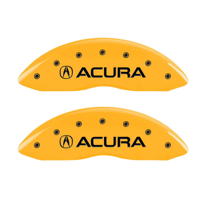 MGP 4 Caliper Covers Engraved Front & Rear Acura Yellow finish black ch