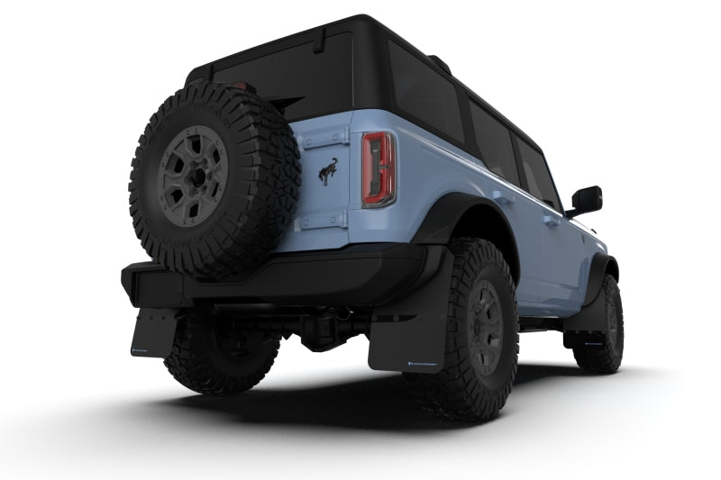 Rally Armor 21-25 Ford Bronco (Steel Bmpr + RR - NO Rptr/Sprt) Blk Mud Flap w/Area Blue Logo