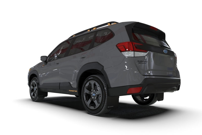 Rally Armor 22-24 Subaru Forester &amp; Wilderness Black UR Mud Flap w/Grey Logo
