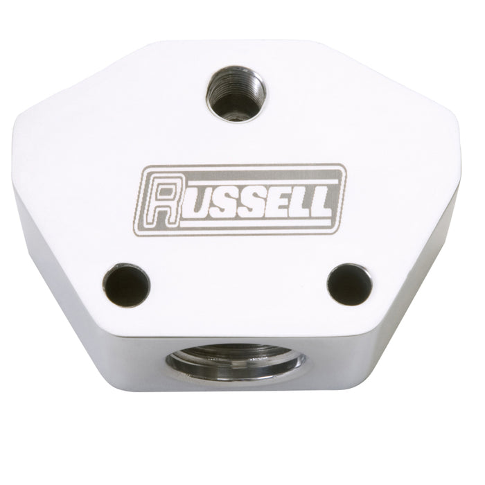 Russell Performance Billet Aluminum Y-Block w/ -10 AN inlet & -8 AN outlet (Polished finish)