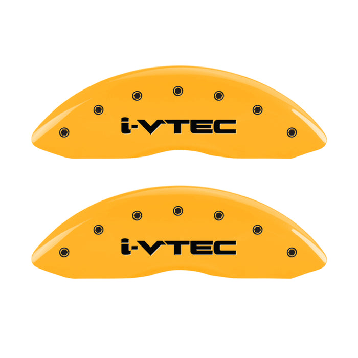 MGP 4 Caliper Covers Engraved Front & Rear I-Vtec Yellow Finish Black Char 2017 Acura MDX