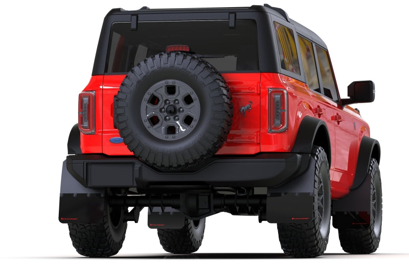 Rally Armor 21-25 Ford Bronco (Steel Bmpr + RB - NO Rptr/Sprt) Blk Mud Flap w/Cy Orange Logo