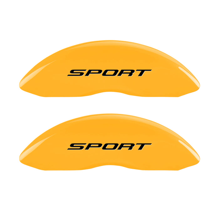 MGP 4 Caliper Covers Engraved Front & Rear No Bolts/Sport 2015 Yellow finish black ch