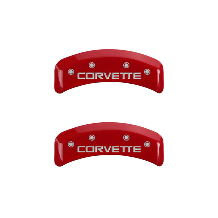 MGP 4 Caliper Covers Gloss Red Engraved with Corvette C4 (Full Kit 4 Pieces)