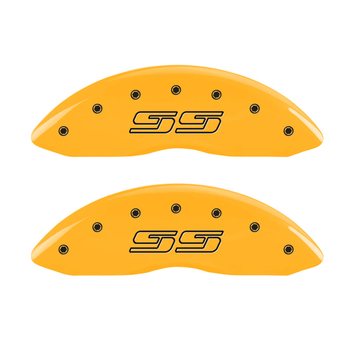 MGP 4 Caliper Covers Engraved F & R Avalanche SS Yellow Finish Blk Char 2008 Chevy Express 2500