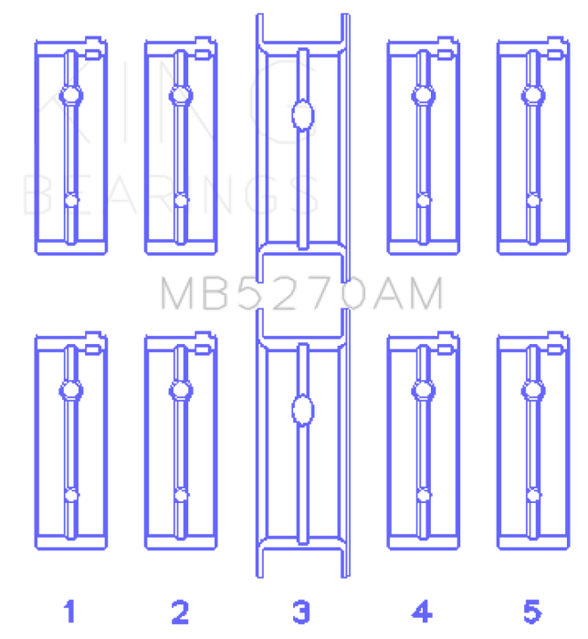 King Engine Bearings Chrysler 148/148 Turbo DOHC 16V/Jeep 148 DOHC 16V Main Bearing Set - Size STD