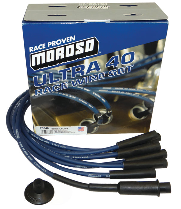 Moroso Universal/Mopar/Chrysler (w/Hemi Heads) Ignition Wire Set - Ultra 40 - Blue