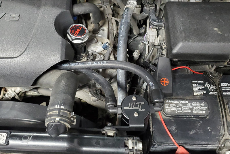 J&amp;L 07-21 Toyota Tundra 5.7L Driver Side Oil Separator 3.0 - Black Anodized