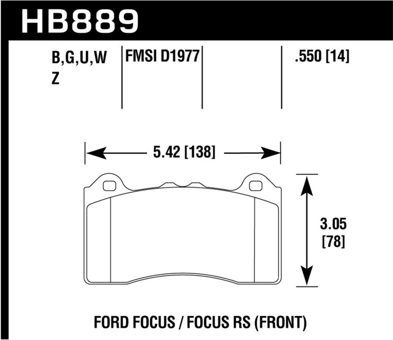 Hawk 2017 Ford Focus HPS 5.0 Front Brake Pads