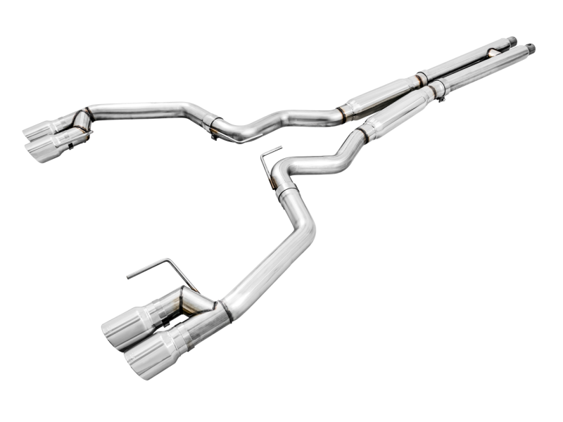 AWE Tuning 2018+ Ford Mustang GT (S550) Cat-Back Exhaust - Track Edition (Quad Chrome Silver Tips)