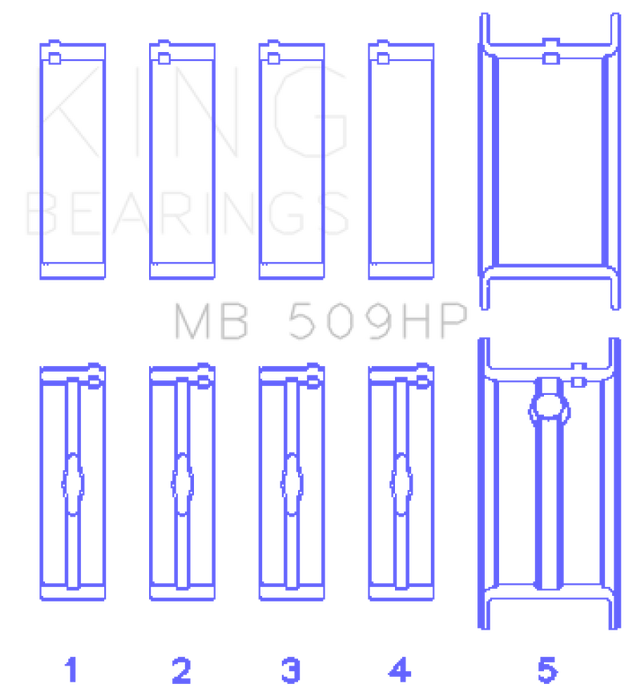 King Engine Bearings Chevy 400ci 6.6L V8 Std Size 3/4 Groove Bi-Metal Performance Main Bearing Set