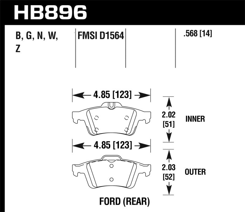 Hawk 16-18 Ford Focus RS HP+ Street Rear Brake Pads