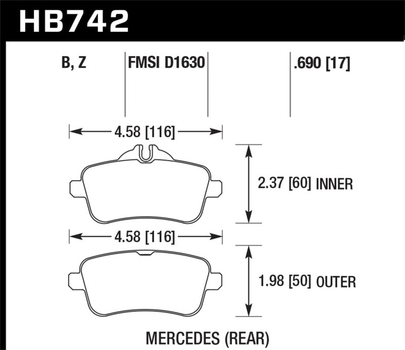 Hawk 12-15 Mercedes-Benz ML350/550 HPS 5.0 Rear Brake Pads