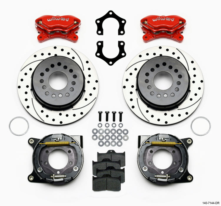 Wilwood Forged Dynalite P/S P-B Kit Drilled-Red Mopar/Dana 2.36in Off w/Snap Ring Bearing