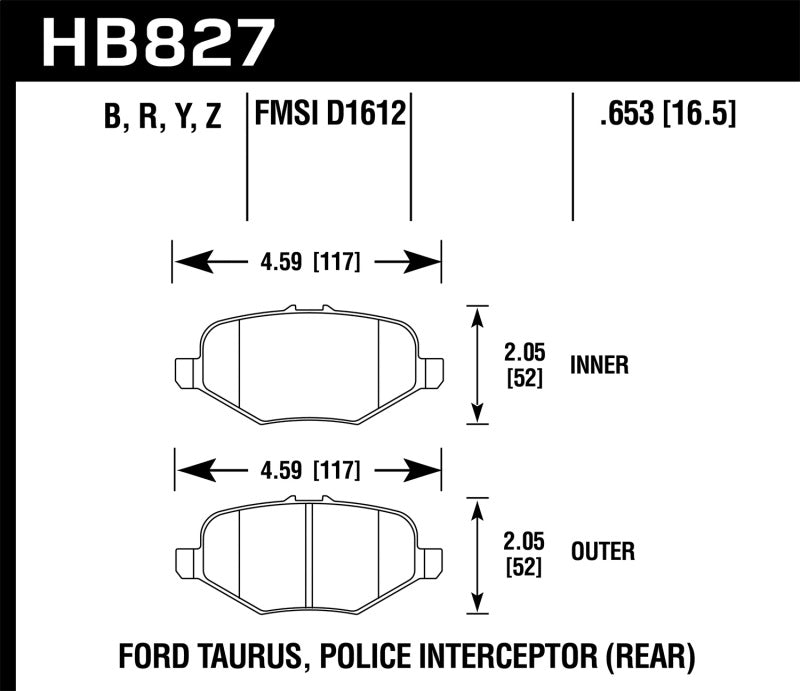 Hawk 13-16 Ford Taurus SHO HPS 5.0 Rear Brake Pads