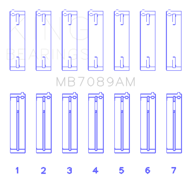 King Engine Bearings Audi/Volkswagen ABV/AES/AUE Crankshaft Main Bearing Set (Set of 7) - Size STD