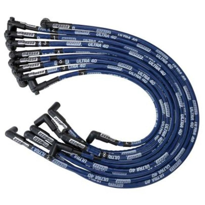 Moroso Chevrolet Big Block Ignition Wire Set - Ultra 40 - Sleeved - Non-HEI - 90 Degree - Blue