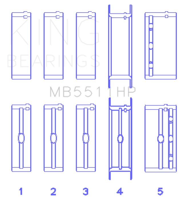 King Engine Bearings GM 326/350/389/400 w/ 3in Main (Size .020) Main Bearing Set