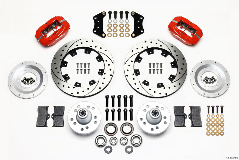 Wilwood Forged Dynalite Front Kit 12.19in Drill-Red Magnum Force Drop Spindle