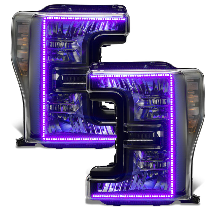 Oracle 17-19 Ford F-250 SD Dynamic Pre-Assembled Headlights - Halogen - Black Edition -