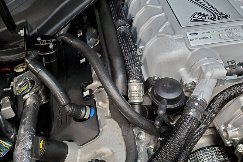 J&amp;L 2020-2022 Ford Mustang GT500 Passenger Side Oil Separator 3.0 - Black Anodized