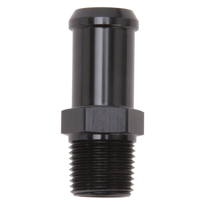 Edelbrock Hose End Straight 3/8In NPT to 5/8In Barb Black Anodize