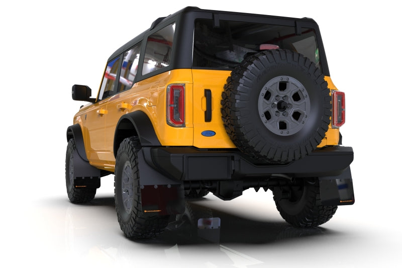 Rally Armor 21-25 Ford Bronco (Plstc Bmpr + RR - NO Rptr/Sprt) Blk Mud Flap w/Area Blue Logo