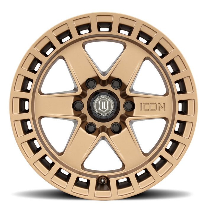 ICON Raider 17x8.5 6x120 0mm Offset 4.75in BS Satin Brass Wheel